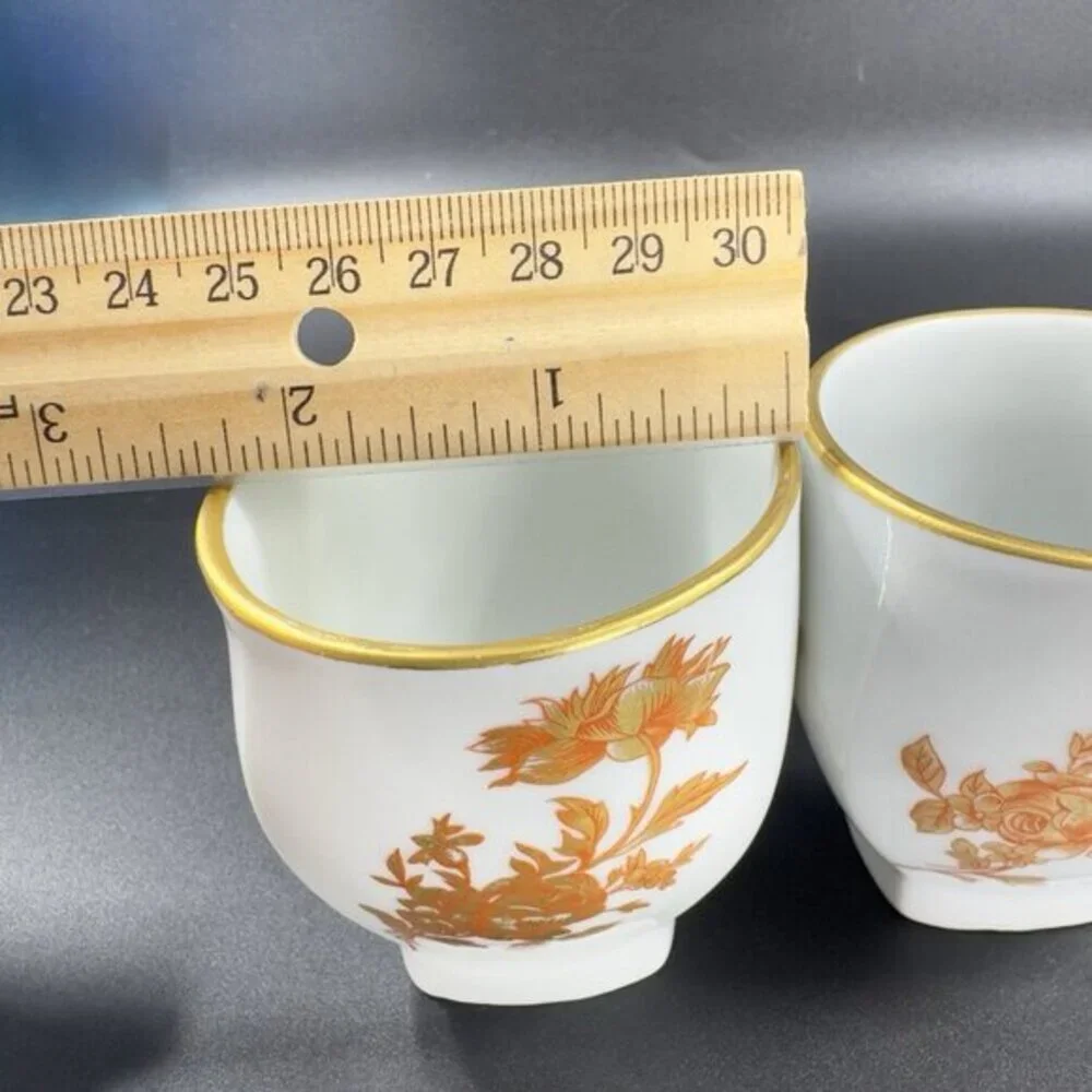 Limoges France Fontainille Marraud Floral Gold Red Porcelain Cup Mug Vintage Set